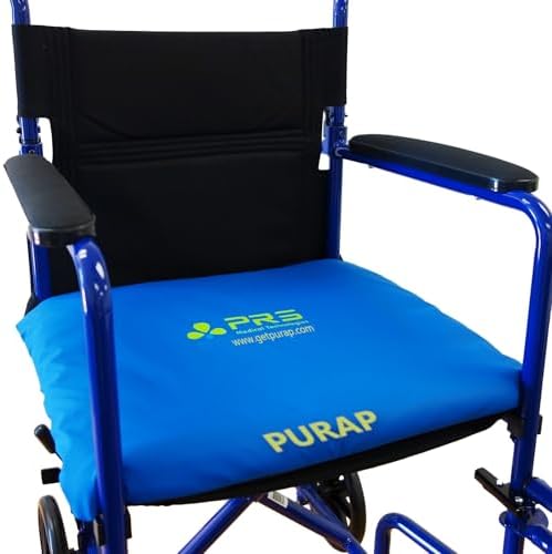 PURAP Wheelchair Cushion for Bedsore Prevention and Healing - Patented Liquid + Air + Foam Layers â 18 x 20 x 1.5 inches - Blue