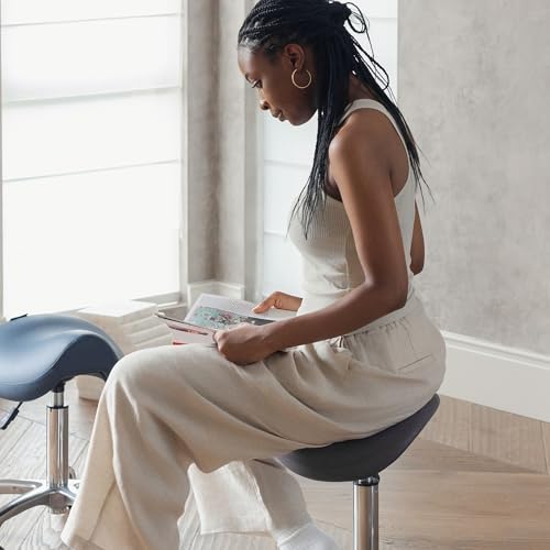 DR.LOMILOMI Ergonomic Saddle Stool, Adjustable Pneumatic Swivel Rolling Saddle Seat with Wheels for Hygienic, SPA, Salon, Home and Office, Haku 506 Series