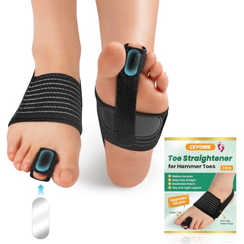 Hammer Toe Corrector for Women & Men â 1 Pack Adjustable toe straightener for Curled, Broken, or Crooked Toes â Includes Cushioned Wraps &Toe Splint for Pain Relief & Recovery