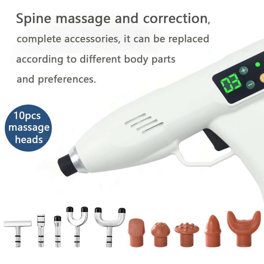 Rebrisbol Electric Chiropractic Massager 400N, 4 Levels Force Spine Correction Massage, 10pcs Multifuction Heads for Adjusting Chiropractic, Soothing Bones, Massage Acupuncture Points