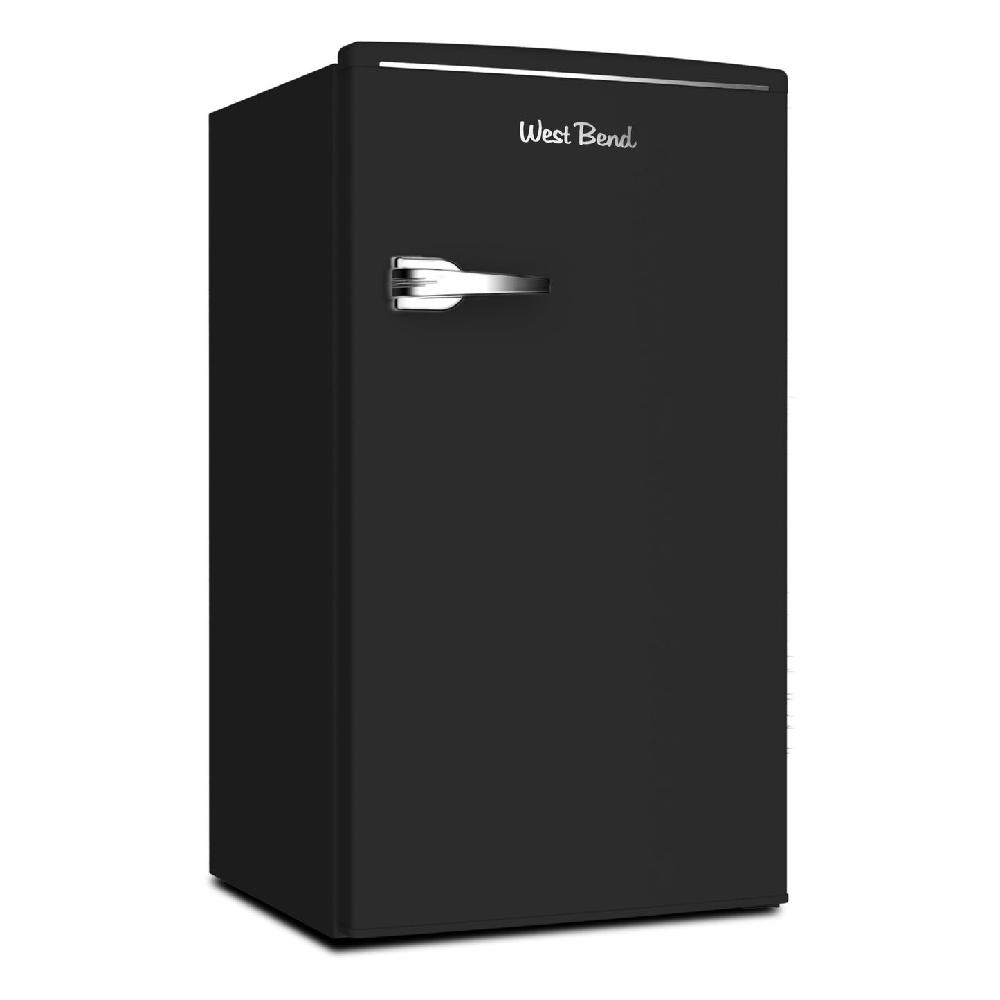 West Bend Mini Fridge for Bedroom, Office, Bar or College Dorm Room, Retro Compact Refrigerator features single door, removable glass shelves and adjustable temperature control, 3.0-Cu.Ft., Black