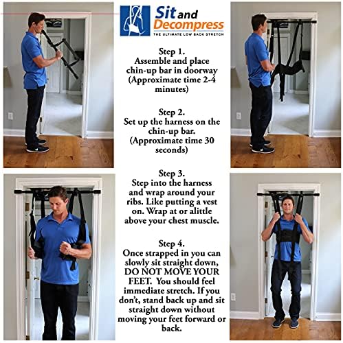 Sit and Decompress Back Stretcher 3 Minutes A Day Low Back Traction Therapy Spinal Decompression Inversion Table Alternative Safe for All Back Conditions (Large Harness No Bar)