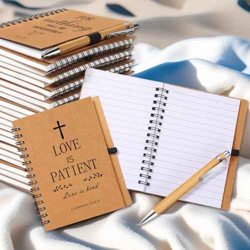 50 Christian Bible Notebooks with 50 Pens, Spiral Journal Bulk Prayer Notes Christian Religious Gifts for Family Friends Colleagues