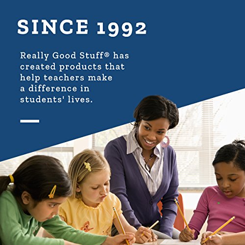 Really Good Stuff Large Privacy Shields for Student Desks ? Set of 12 - Matte - Study Carrel Reduces Distractions - Keep Eyes from Wandering During Tests, Green with School Supplies Pattern