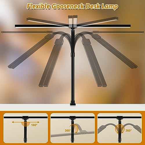 LED Desk Lamp for Office Dorm Home - Eye Caring Desk Light with Timer, Remote Control 24W Brightest Dual Screen Computer Monitor Gooseneck Dimmable Table lamp with Anti-Glare Cover Base