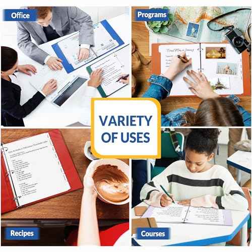 SUNEE Binder Dividers with Tabs for 3 Ring Binder, 8.5 x 11 Paper White Binder Dividers Blank with 8 Tabs, 4 Sets Page Dividers for School, Office and Home, 32 Dividers
