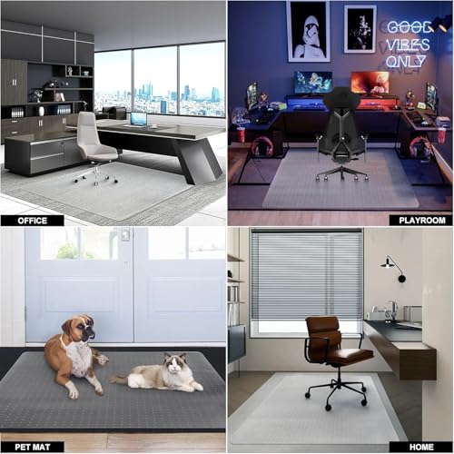 Office Chair Mat for Carpet Floors, Desk Mats 47"X59" for Rolling Desk on Low Pile Carpets, Rectangle Computer Gaming Plastic Floor Mats for Office Chair on Carpet, Flat Without Curling