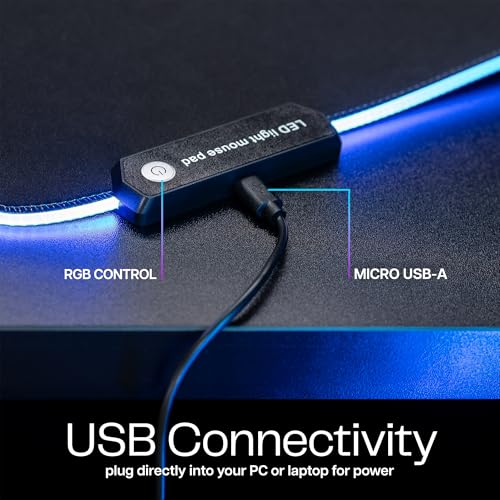 VIVO Large 60 x 30 inch Full Size Desk Pad with RGB Lighting for Office Ambience and Immersive Gaming, Oversized Mouse Pad Table Top Cover, 12 Color Modes, Non-Slip Base, Black, DESK-PAD60-30