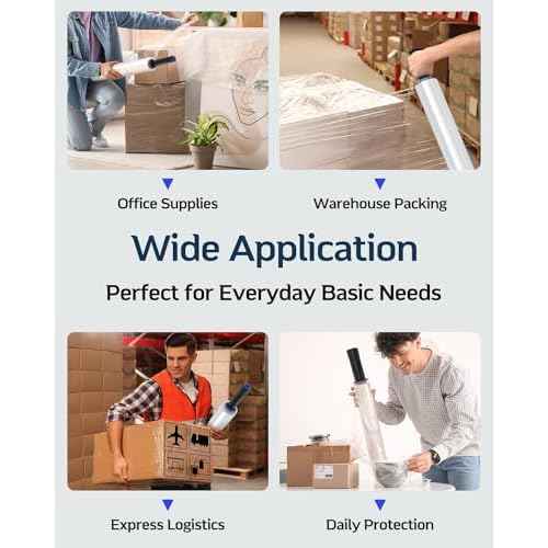 FugaCity Stretch Wrap Film-15 in 1000 FT 60 Gauge Shrink Wrap for Furniture Wrapping Shipping, Moving Supplies Clear Plastic Wrap, Heavy Duty Industrial Strength,500% Stretch(4 Roll with Handles)