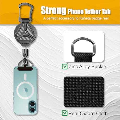 2 Pack Retractable Keychain Heavy Duty Carabiner Badge Holder Clip with Magnetic,Tactical Id Badge Reel with 32'' Steel Cord,Key Ring,Lobster Claw Clasp and Phone Tethers
