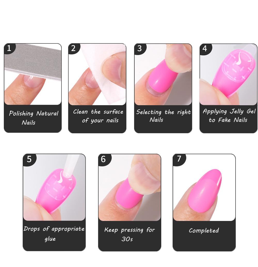 Glitter Black Press on Nails,By Artificial Apply UV Top Coat, Almond Shape Galaxy Fake Nails Stick Glue on Nails Set Reusable Complete Set of 24pcs