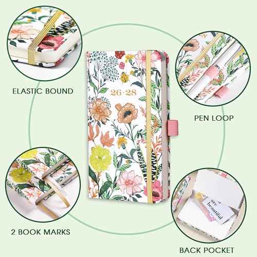 2026-2028 Pocket Planner/Calendar - 3 Year Monthly Planner 2026-2028, Jan 2026 - Dec 2028, 3.8" x 6.3", Small/Purse Calendar 36 Months with Pen Holder, Inner Pocket, Elastic Closure and 61 Notes Pages