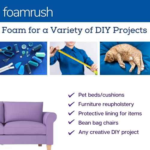 FoamRush 5" x 23" x 26" High Density Upholstery Foam Cushion, Square Foam for Dining Chairs, Chair & Wheelchair Seat Cushion Replacement