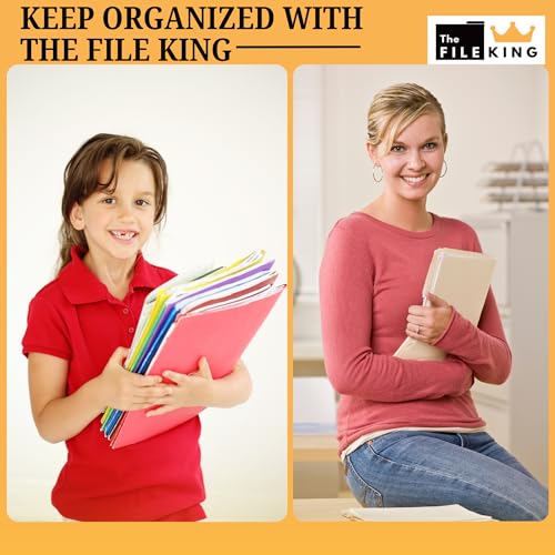 The File King Two Divider Pressboard Classification Yellow File Folder - Letter Size | Box of 10 | End Tab | 2¡± Expansion | Six 2-Inch Fastener Prongs | Made in America