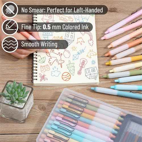 Mr. Pen- Retractable Gel Pens, 12 Pack, Colorful Ink Gel Pens with Case and 12 Refills, Gel Pens Fine Point 0.5mm, Retractable Pens, Cute Pens, Aesthetic Pens for Journaling Fine Tip Pens