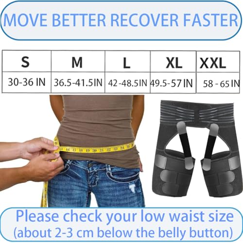 Thigh Compression Sleeve | Hip Sciatica Pain Relief Device Brace | Hamstring & Groin Compression Sleeve Wrap for Sciatic Nerve Relief | Hip Support Brace for Women & Men (1, Large)