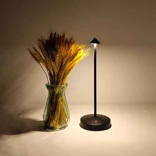 Rechargeable Cordless Table Lamp,Modern Black Battery Operated Table lamp,Portable LED Touch 2 Levels Brightness Dimmable Bar Lamp,Battery Powered Lamp for Bars,Restaurant,Living Room