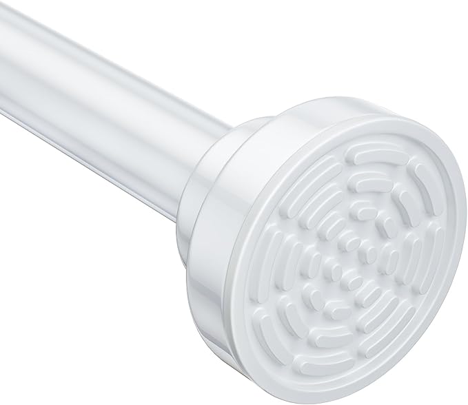 Ausemku Shower Curtain Rod - 32-68 Inch Rustproof Tension Rod, Non-Slip Spring Design, No Drilling Adjustable Curtain Rod for Bathroom, Kitchen, and Closetï¼Whiteï¼
