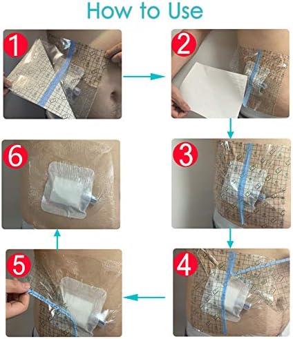 Ostomy Shower Cover Waterproof Ostomy Bag Covers Shower Guard Stoma Shower Shields Colostomy Bathing Bags Shower Protector Adhesive Bandage with Non-Stick Pad for Showering 10"x10" 25 Pcs