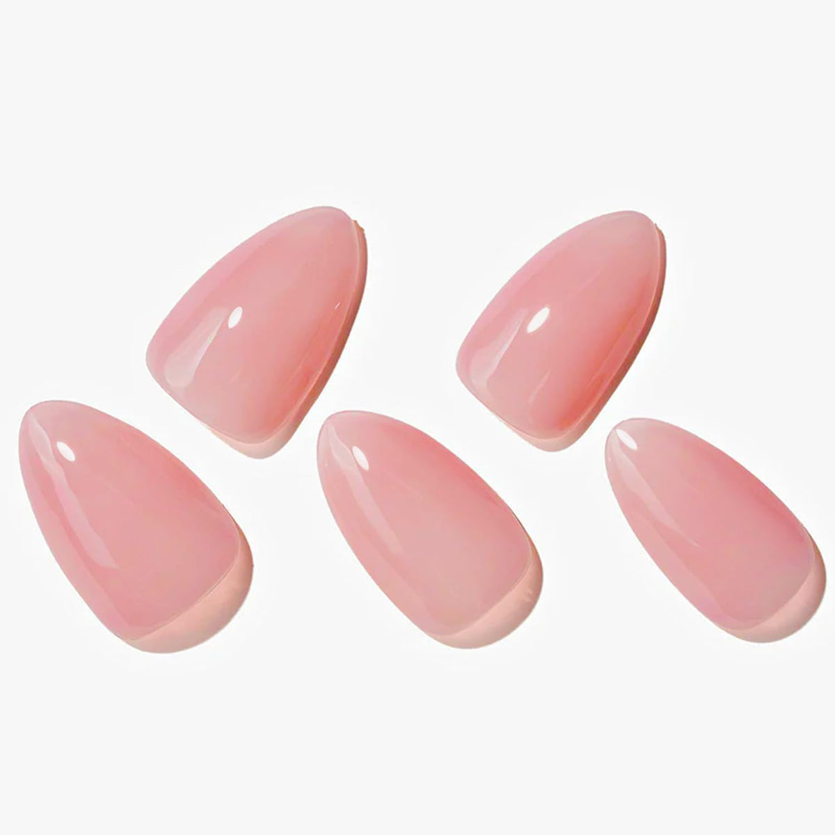 GLAMERMAID Nude Pink Press On Nails Short Almond, Natural Pure Pink Handmade Soft Jelly Gel Fake Nails Tip, Neutral Glossy Round Oval Stick Glue on Nails Kit for Women, Reusable Acrylic False Nail Set