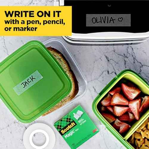 2 Rolls Invisible Tape with Refillable Tape Dispenser, Writable Tape Refills for Dispenser, 3/4 x 1296 Inches, Matte Gift Wrapping Tape for Home, Office, School (Gift Pack)
