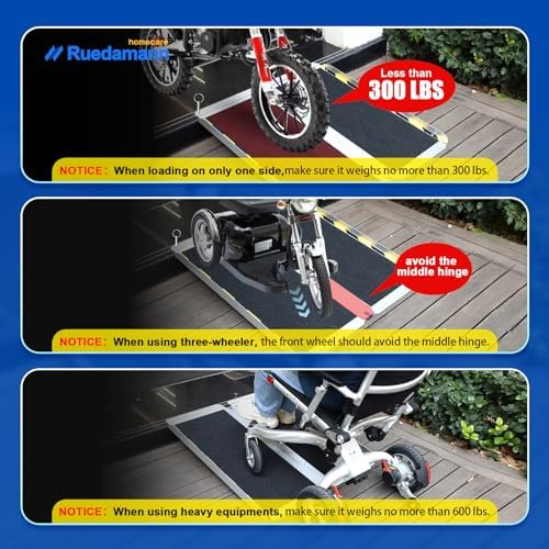 Ruedamann 2FT Wheelchair Ramp, Portable Wheelchair Ramp for Home Entrance, 30-1/4" Wider Design, Non-Slip Aluminum Folding Ramps for Wheelchairs, Strollers, Scooters, Stairs, Curbs, Doorways