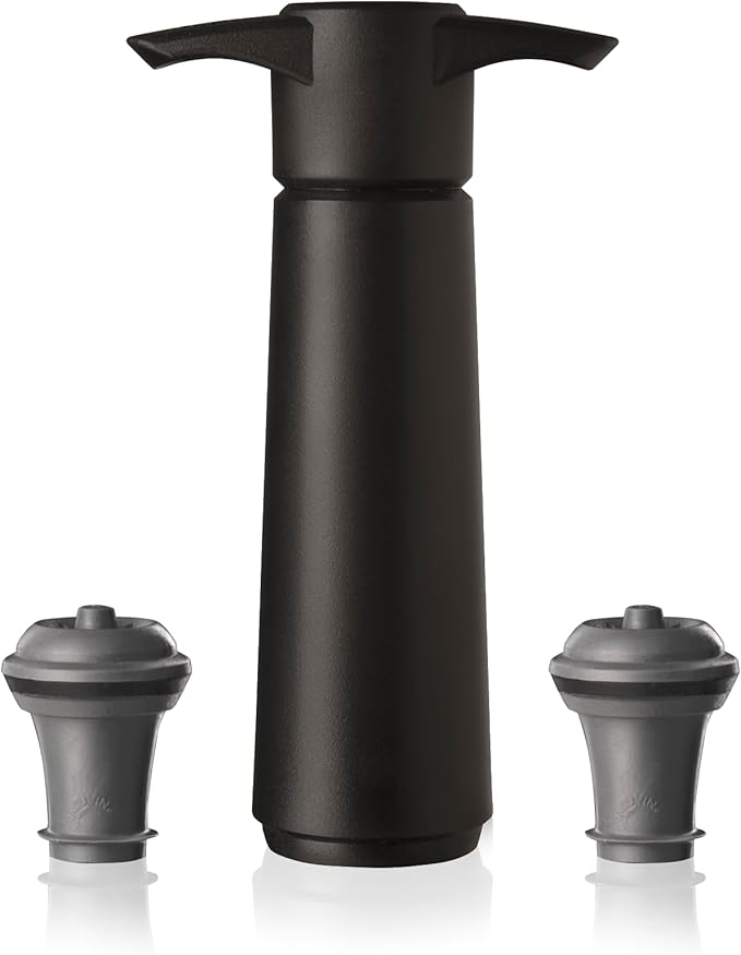 Vacu Vin Original Wine Saver with 2 Vacuum Bottle Stoppers â Wine Preserver Pump for Red or White Wine â Manual Air Remover System â Airtight Seal â Keep Wine Fresh Longer â Black