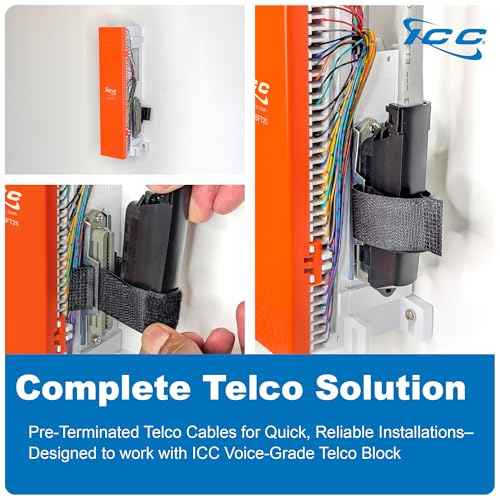 ICC Male to Male 25 Pair Telco Cable 15ft - Cat3 24AWG, 100% Solid Pure Copper, Gray Riser CMR Cable with 90 Degree 50 Pin Telco Connector for Voice and Low Data PBX Applications, 15 Feet