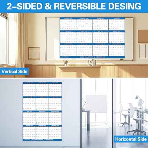 32" x 48" 2026 Wall Calendar Folded Wet & Dry Erase 12 Month Annual Yearly Wall Planner Vertical-Horizontal,Reversible