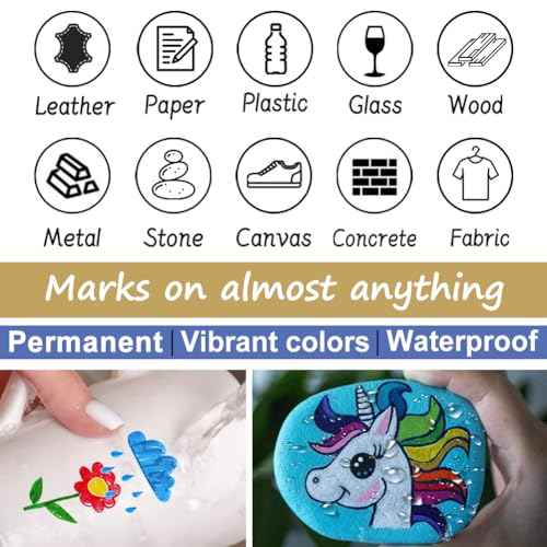 Overseas 48 White Paint Pens, Oil Based Permanent Markers Set - Quick Drying, Waterproof, Fade-Resistant, Medium Tip Paint Markers Bulk for Wood, Metal, Rock, Ceramic, Plastic, Canvas, Glass, Rubber