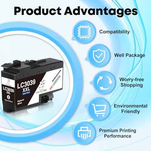 Miss Deer LC3039 XXL Black Ink Cartridges Replacement for Brother LC3039 XXL LC-3039BK LC3037,Work for Brother MFC-J5945DW MFC-J6945DW MFC-J5845DW MFC-J6545DW,2 Black