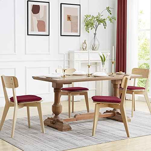 Sweet Home Collection Cushion Premium Memory Foam for Enhanced Comfort and Support Non Slip Stay in Place Backing for Office, Dining & Mobility Chairs, 4 Pack, Wine Burgundy