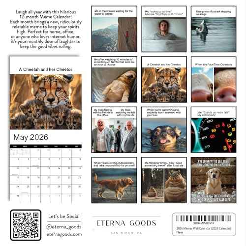 2026 Memes Wall Calendar | 12 Months of Hillarious Memes/Jokes to Keep You Laughing All Year, Funny White Elephant Gift For Him or Her, Give Them Something That Will Make Them Smile