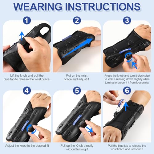 NEENCA Carpal Tunnel Wrist Brace for Night Support,Knob Adjustable Hand Brace for Tendonitis,Arthritis Pain,Sprain,Wrist Splint Support with Sleeves for Women&Men. (Right Hand, Medium)