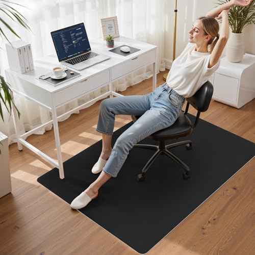 Sycoodeal Office Chair Mat for Hardwood Floor,Slip Resistant Floor Mat for Office Computer Gaming Chair,Heavy Duty Floor Protector for Rolling Chairs,Easy to Clean,Black(40"x55")