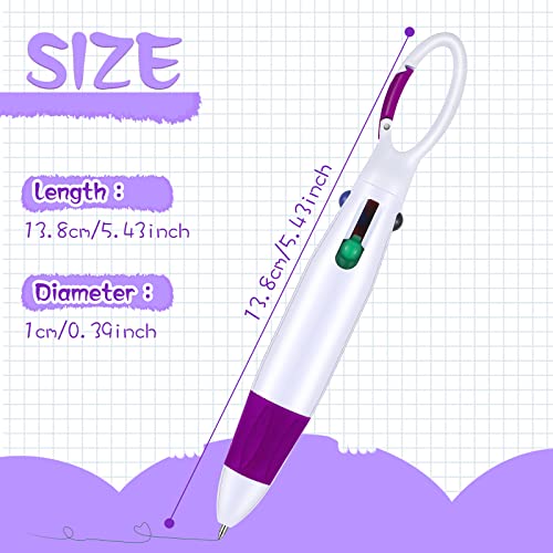 Yinder Retractable Shuttle Pens with Buckle Clip 4 in 1 Multicolored Ink Nurse Ballpoint Pens with Keychain for Office Supplies Teacher Gifts(120 Pieces)