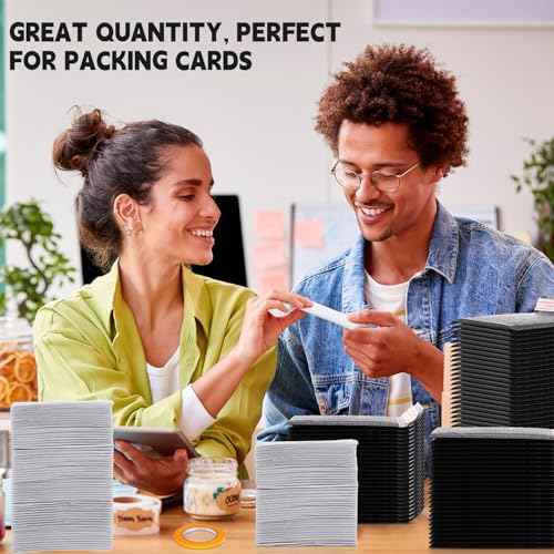 302 Pcs Trading Card Shipping Protector Set Include 200 Precut Plastic Inserts Card Mailers 100 Poly Bubble Mailers Padded Envelopes and 2 Masking Tape(Black,5.1 x 5.9 Inch)