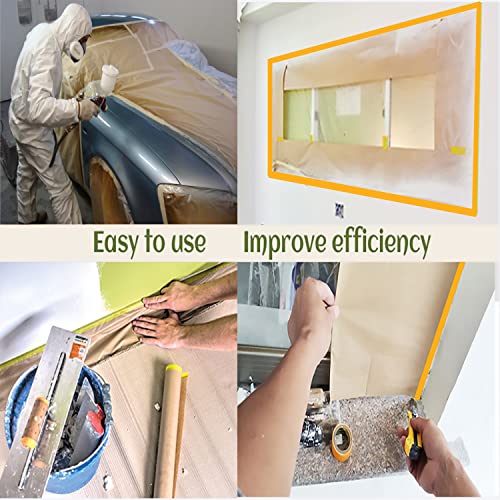 Pre-Taped Paint Masking Paper and Masking Tape Sets, 22inch-50feet Painters Paper and Painters Tape, Automotive Paint Paper, Tape and Drape Waterproof for Painting Protection Covering (10)