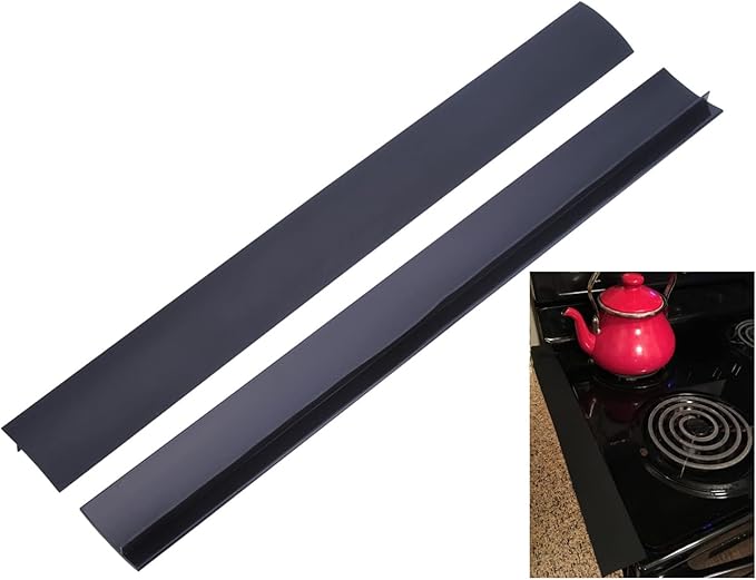Stove Gap Covers (2 Pack), Easy to Clean Gap Fillers Between Counters and Stovetops, Oven, Washerï¼Furniture Easy to Install Heat Resistant, Black 25 Inches
