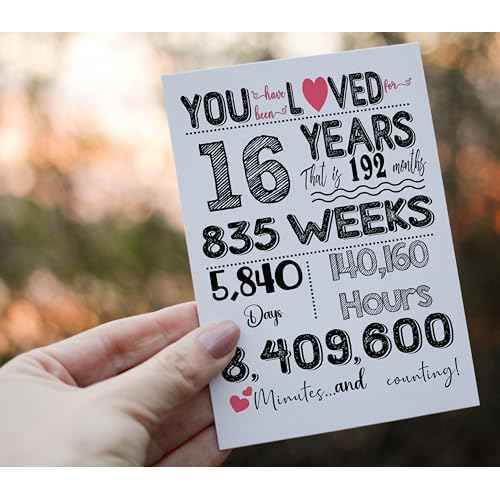 16th Birthday Card, Birthday, Decorations Party Supplies - Folded Card for Him, Her, Women, Men, Boys, Girls include Envelope, Sticker - Blank Inside - Unique Gift For 16 Years Old (5"x7") by PICCAFI