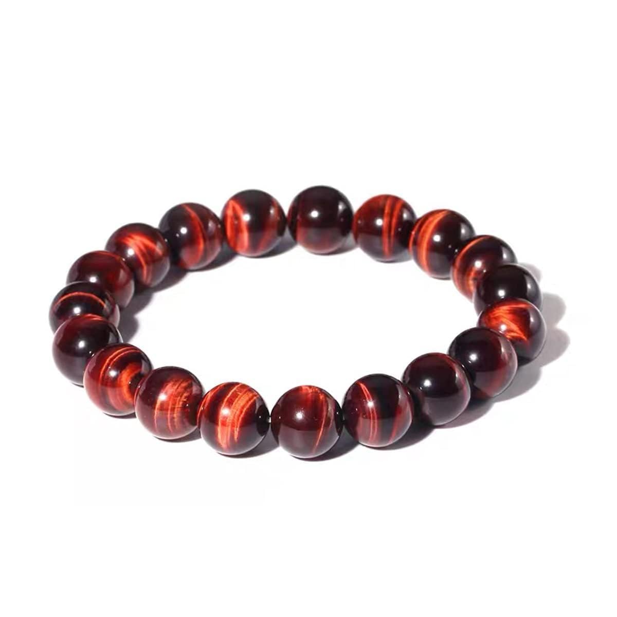 8MM Red Tigers Eye Bracelets for Women Men, Fits for 7"-7.5" Wrist, Talisman of Good Luck & Wealth | Root Chakra Crystal | Gemstones of Passion Courage | Handmade Stretch Jewelry Gift