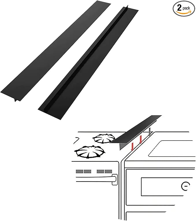 ItsNio Silicone Stove Gap Covers (2 Pack), Stove Gap Guard, Heat Resistant Oven Gap Filler, Easy Clean,25 Inches, Black