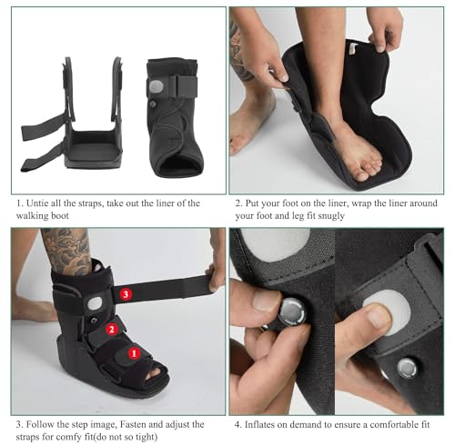 Short Walking Boot, Air CAM Fracture Boot Protection Walker with Plastic Molded Uprights Support for Sprained Ankle Injured Broken Foot Recovery Fits Left or Right Foot X-Large