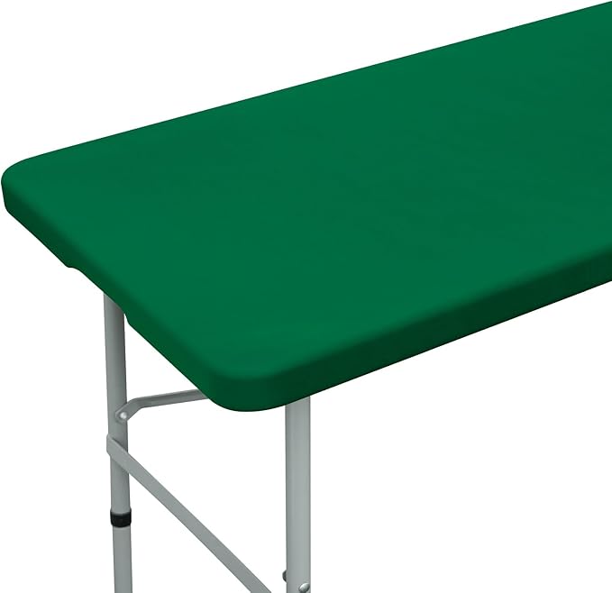 Fitted Rectangle Tablecloth 24 x 48 Inch Elastic Table Cloth for 4ft Table, Stretch Spandex Tables Cover Green Washable Polyester Tables Top Cap Cover for Dining Picnic Camping Indoor and Outdoor