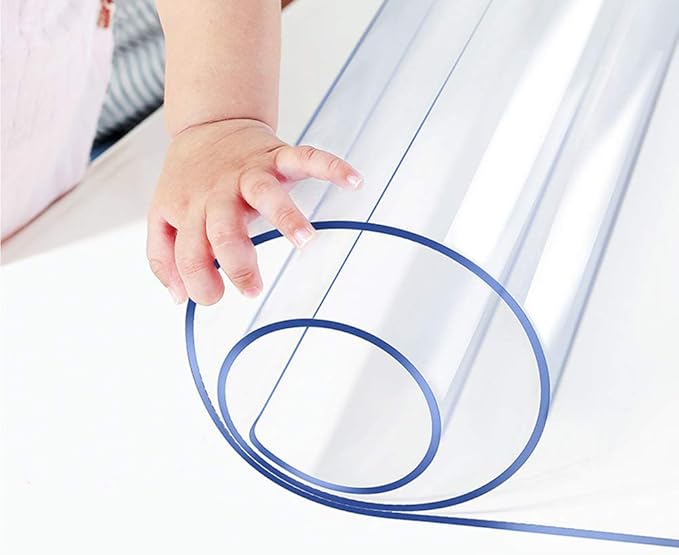 Wadrac Clear Table Protector Plastic Table Cloths PVC Night Stand Table Cover Mat Office Desk Mat Shelf Surface Protection Crystal Children Painting Cover Pad Transprent Rectangular 42x52 inch