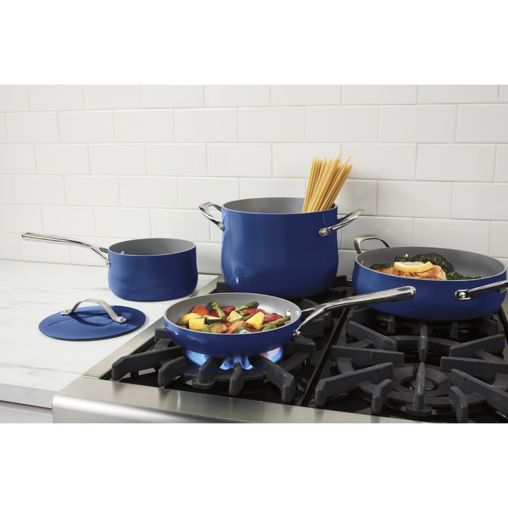 Cuisinart Culinary Collection 12-Piece Pots and Pans Set, PURELYCERAMIC Nonstick, Sapphire