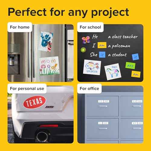 Strong Self-Stick Adhesive Magnetic Sheets 10 Pcs (8"x10"/20x25cm) ? Customizable Magnetic Paper for Photo, Magnet Stickers, Labels, Crafts; for Fridge, Lockers, Whiteboards, Office, Projects