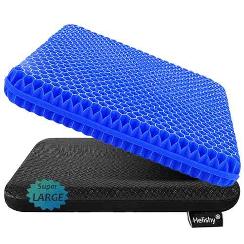 Gel Seat Cushion, Super Large (19x18x1.6inch) Gel Cushion Chair Pads with Non-Slip Cover for Home Office Car Seat Wheelchair, Soft Breathable Honeycomb Seat Cushion for Relieve Hip Pain