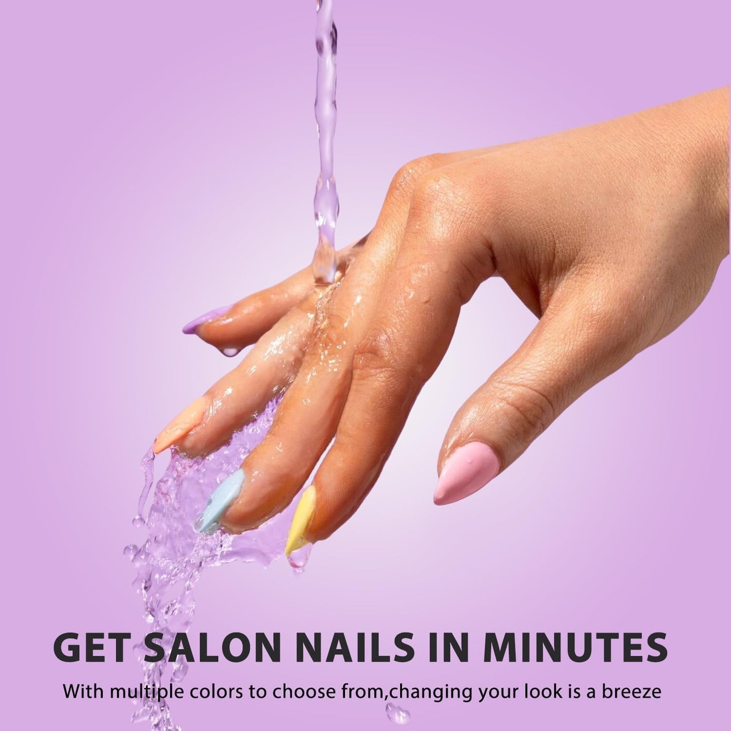 KQueenest Lilac Press on Nails Short Almond - 30 Pcs Reusable Fake Nails Glue on, Thick Natural Fit Acrylic Nails, Salon Quality Stick on Nails for Women, No Damage Easy Soild Color False Nails