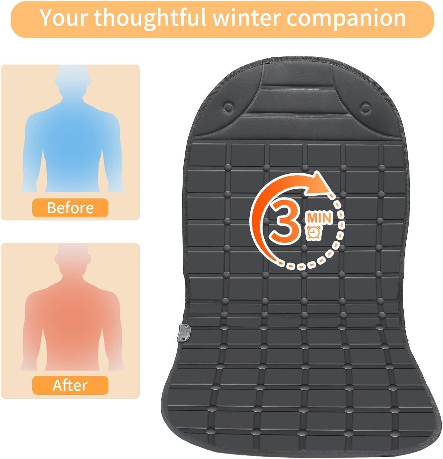 TAILERRI 2 Pack Seat Cushion Winter Cover for Full Back and Seat (Black)